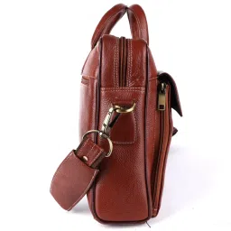 HiLEDER Tan Textutred Large Leather 16.5 inch Laptop Bag image 4