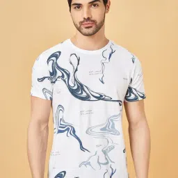 Sf Jeans By Pantaloons Bright White Cotton Slim Fit Printed T-Shirt-picture-18