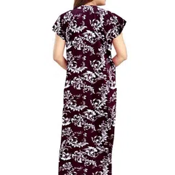 AAKARSHANA CREATION Maroon Pure Cotton Maxi Printed Nightdress-picture-31