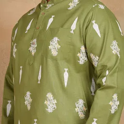 Sztori Plus Size Men Floral Printed Mandarin Collar Straight Kurta-picture-29