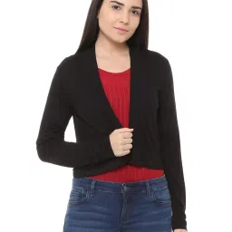 Solly by Allen Solly Black Full Sleeves Shrug image 1