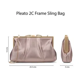 LAVIE LUXE Rose Gold Pleato Solid Medium Leather Frame Clutch image 3