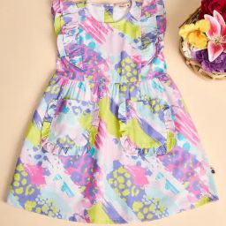 StyloBug Girls Multi Knee Length All Over Print Dress-picture-12