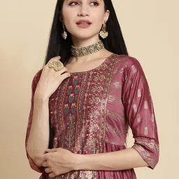 Rangita Purple Floral Print Anarkali Kurta image 5