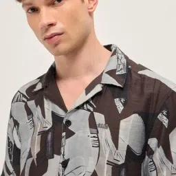 The Bear House Black Printed Regular Fit Shirt image 5