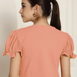 Tromko Pack of 2 Casual Regular Sleeves SolidPuff Sleeve image 3