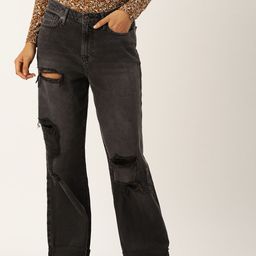 FOREVER 21 Women Loose Mid-Rise Relaxed Fit Highly Distressed Cotton Light Fade 90's Jeans-picture-18