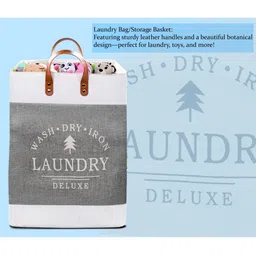 Stylista Grey Printed Durable & Foldable Laundry Bag with Handle image 2