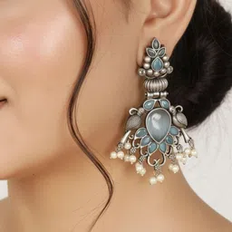 VIVAZS Peacock Shaped Drop Earrings-picture-39