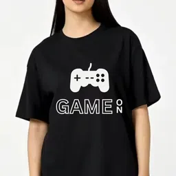 Fashnobic Women Dry Fit Graphic Printed Round Neck Cotton Oversized Cotton T-shirt-image-37