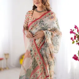MAHARANI COUTURE Ethnic Motifs Printed Zari Pure Cotton Saree image 2