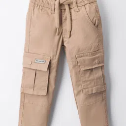 Ruff Cotton Woven Full Length Trouser With Cargo Pocket & Text Badge - Khaki-image-62