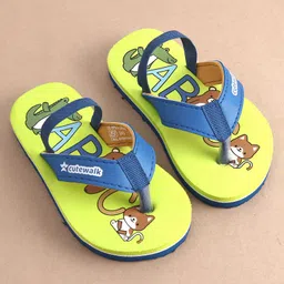 Cute Walk by Babyhug Slip On Flip Flops with Animal Print- Green image 3