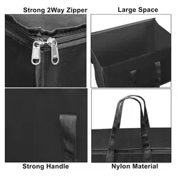Storite 2 Pack Nylon Moisture Proof Multi-Purpose 70 L Large Toys Storage Bag/Books Magazine/Blankets/Clothes Storage Organizer with Zip and Handle Rectangular(Black) image 3