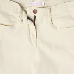 Tales & Stories Cotton Knit Solid Cargo Jeans - White image 5