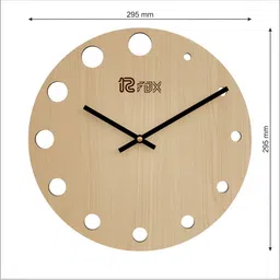 12 fox Beige & Black Wooden Analogue Wall Clock image 2