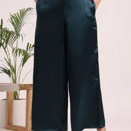 AMSWAN Women European Satin Regular Fit Flared Trouser-image-68