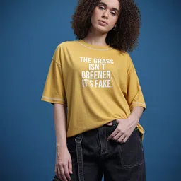 The Roadster Life Co. Typography Printed Drop-Shoulder Sleeves Oversized T-shirt image 5