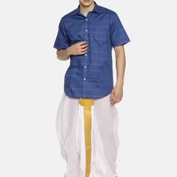 Sethukrishna Men White Solid Readymade Dhoti image 4