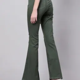 Kotty Green Cotton Lycra Solid Jeans image 2