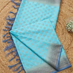 Soch Blue Poly Silk Printed Dupatta image 1