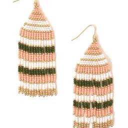Accessorize London Women's Multi Stripe Beaded Tassel Earrings image 4