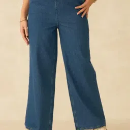 VIRGIO Blue Straight Fit Solid Jeans-image-86