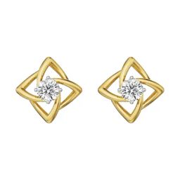 EMORI 14k (585) Yellow Gold Raha Solitaire Diamond Studs for Women-picture-49