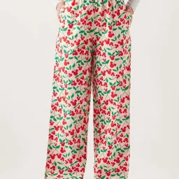 Bewakoof Pink Cotton Regular Fit Printed Pyjamas image 1