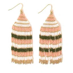 Accessorize London Women's Multi Stripe Beaded Tassel Earrings image 3