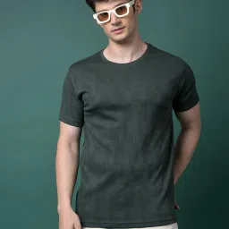 Crimsoune Club Green Slim Fit Self Design T-Shirt image 1