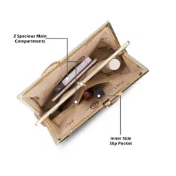 LAVIE LUXE Rose Gold Pleato Solid Medium Leather Frame Clutch image 4