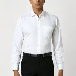 Peter England White Slim Fit Printed Shirt image 1