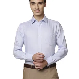 Park Avenue Blue Cotton Regular Fit Self Pattern Shirts-picture-35