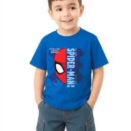 Nauti Nati Boys Blue Cotton Graphic Print T-Shirt-picture-34