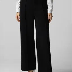 Van Heusen Black Regular Fit Mid Rise Trousers image 1