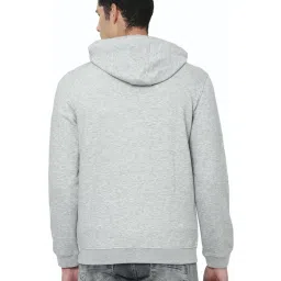 Allen Solly Light Grey Cotton Regular Fit Self Pattern Hooded Sweatshirt image 2