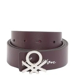 United Colors of Benetton Malaga Wine Leather Reversible Belt For Men image 1