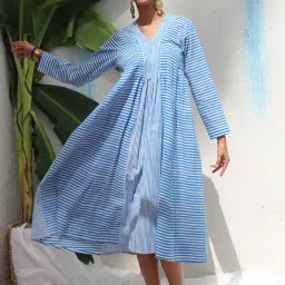 Chidiyaa Walk In the Clouds Amaris Handprinted Cotton Dress image 1