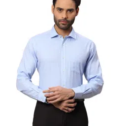Park Avenue Blue Cotton Regular Fit Striped Shirt-picture-22
