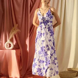 KASSUALLY White Floral Print Tiered Maxi Dress image 1