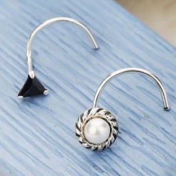 Zavya 92.5 Sterling Silver The Black & White Duo Nose Pin for Women - Set of 2-picture-19
