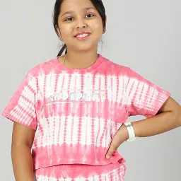 Kiddopanti Kids Pink Printed Crop Top image 1