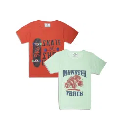 Vimal Jonney Kids Green & Red Printed T-Shirt (Pack of 2) image 1