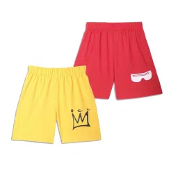 Vimal Jonney Kids Yellow & Red Printed Shorts (Pack of 2) image 1