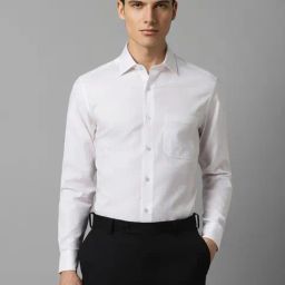 Louis Philippe White Cotton Regular Fit Texture Shirts-picture-33