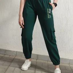 Hubberholme Green Cotton Graphic Print Joggers image 1