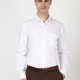 Peter England White Cotton Slim Fit Printed Shirt image 1