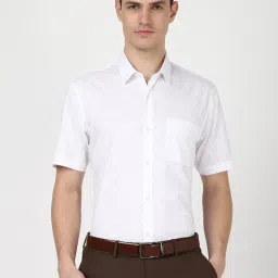 Peter England White Cotton Regular Fit Printed Shirt image 1