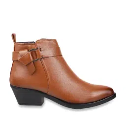 Mochi Women's Tan Casual Booties image 2
